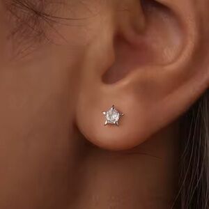 White Gold Plated 925 Sterling Silver Mini Starlight Stud Earrings For 
All
